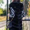 Елек от естествен косъм на черна лисица