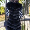 Елек от естествен косъм на черна лисица