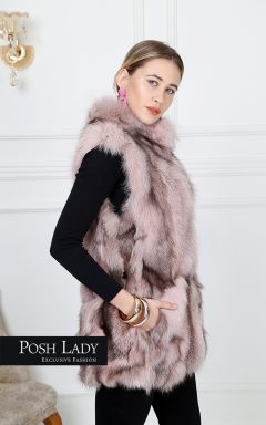 Елек от лисица с яка "PINK"