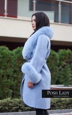 Палто с голяма яка от лисица "Blue Star Alpaca"