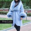 Палто с голяма яка от лисица "Blue Star Alpaca"
